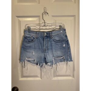 We The Free‎ Denim Cutoff Shorts Distressed Frayed Blue Size 26